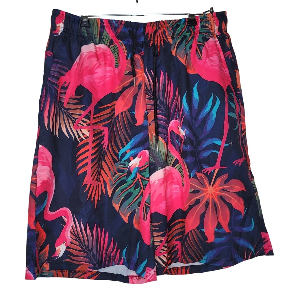 Fun Flamingo Shorts Men's Medium Bermuda Summer Novelty Beach Vacation